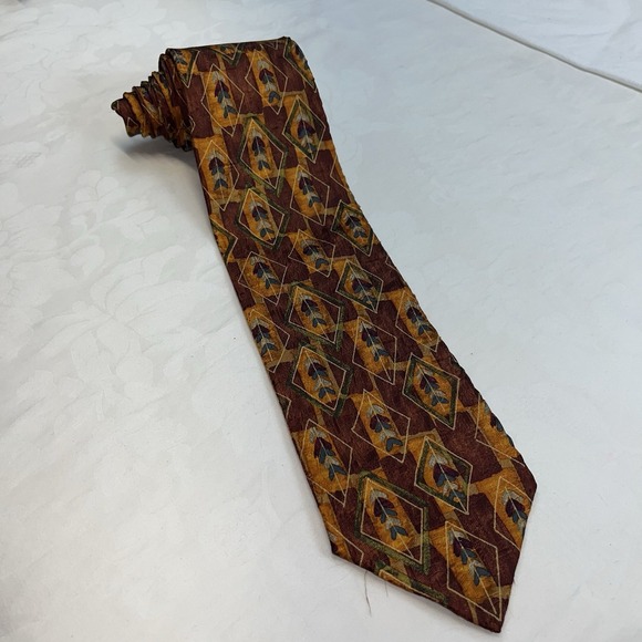 Ermengildo Zegna Silk Floral Geometric Patterned Tie‎ Necktie Italy Spring - 57" - Picture 1 of 8